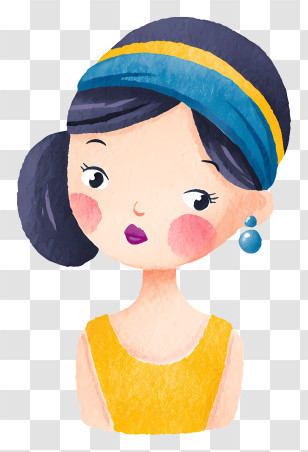 Girl With Pearl Earring - Girl With Headband And Yellow Dress Transparent PNG