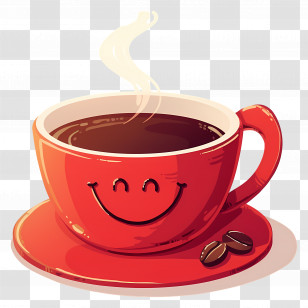 Red Coffee Cup - Smiling Coffee Cup Transparent PNG