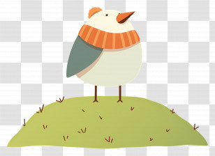 Cartoon Bird - Cute Bird With Orange Scarf On Grass Transparent PNG