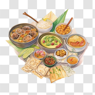 Malay Cuisine
 - Assorted Dishes In Bowls Transparent PNG