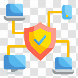 Cybersecurity - Network Security With Shield And Connected Devices Transparent PNG