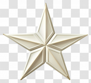 White Star - Golden 3D Star Design Transparent PNG