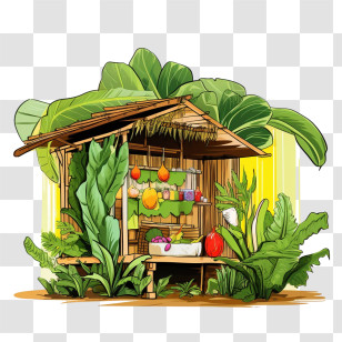 Sukkot - Tropical Fruit Stand In Lush Greenery Transparent PNG