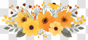 Autumn Flowers - Yellow Floral Design Illustration Transparent PNG