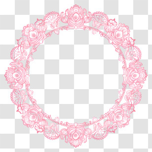 Pink Frame - Pink Floral Vintage Round Decorative Frame Design Transparent PNG