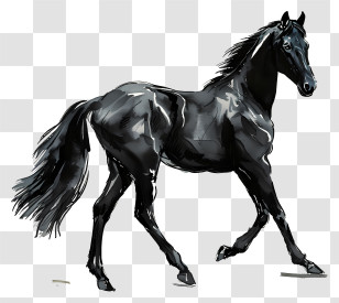 Black Horse - Black Horse Artistic Illustration Transparent PNG