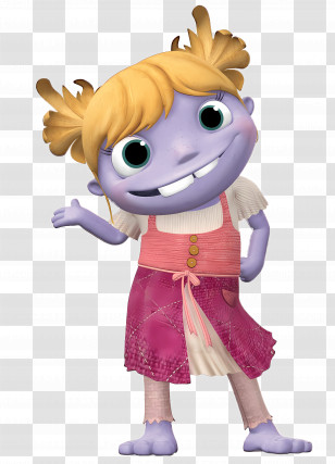 Wallykazam - Cheerful Purple Cartoon Girl With Dress Transparent PNG