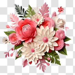 Wedding Flowers - Paper-Style Floral Arrangement Transparent PNG