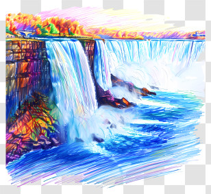 Niagara Falls - Colorful Waterfall Scenery Transparent PNG