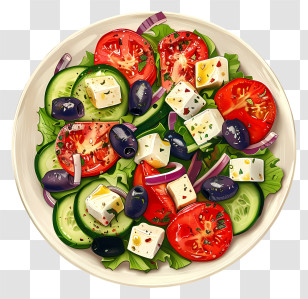 Salad Bowl - Fresh Greek Salad Plate Transparent PNG