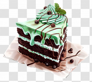 Minty Fresh Cake - Delicious Chocolate Mint Cake Slice Transparent PNG