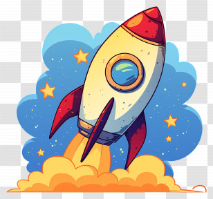 Cartoon Rocket - Cartoon Rocket Launching Into Space Transparent PNG