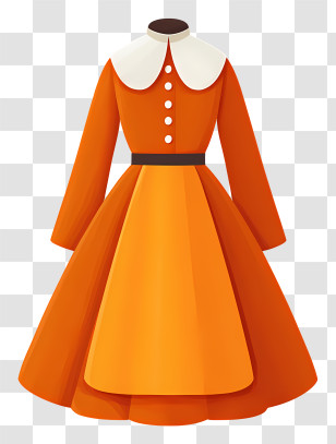 Pilgrim Dress - Vintage Orange Dress With White Collar Transparent PNG