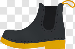 Cartoon - Black Boot With Yellow Sole In Modern Design Transparent PNG