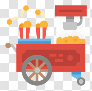 Food Cart Logo - Red Popcorn Cart With Popcorn Machine Transparent PNG