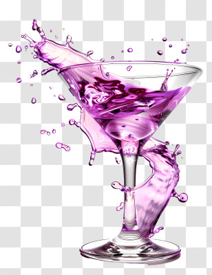 Purple Cocktail - Purple Splash In A Glass Transparent PNG
