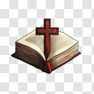 Bible With Cross - Open Bible With Cross Illustration Transparent PNG