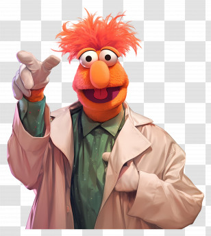 Beaker - Orange Puppet Scientist In White Lab Coat Transparent PNG