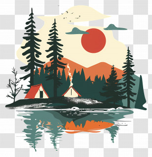 Summer Camp - Peaceful Camping Scene By The Lake Transparent PNG