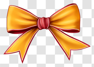 Yellow And Red Bow - Yellow Decorative Bow With Red Trim Transparent PNG