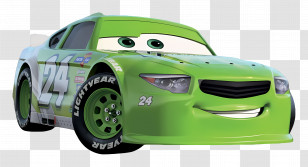 Cartoon Car - Green Cartoon Race Car With Number 24 Transparent PNG