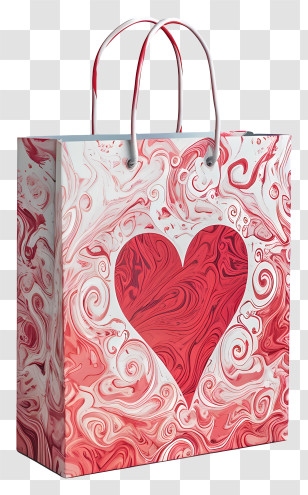 Valentine Gift Bag - Gift Bag With Romantic Heart Design Transparent PNG