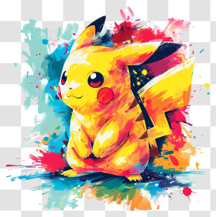 Pokemon - Vibrant Pikachu Art In Splash Style Transparent PNG