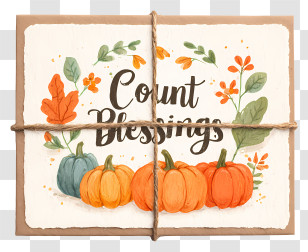 Count Blessings - Count Blessings Pumpkin Card Transparent PNG
