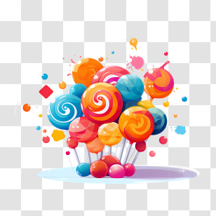Candy Day - Colorful Lollipops And Candies Explosion Transparent PNG