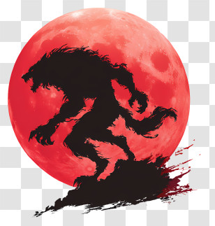 Werewolf Under A Blood Red Moon - Werewolf Red Moon Silhouette Transparent PNG