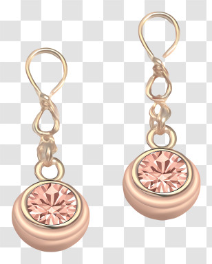 Soft Pink Element - Elegant Rose-gold Earrings With Pink Gems Transparent PNG