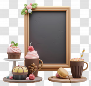 Cafe Menu Board - Desserts And Drinks With Frame Illustration Transparent PNG