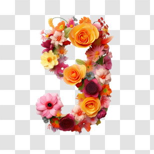 Number 9 Flower - Floral Number 3 Design Transparent PNG