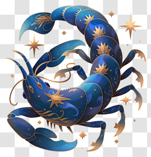 ‌mysterious Zodiac Creature - Blue Scorpion With Stars And Constellation Transparent PNG