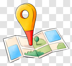 Map With Marked Location - Map With Location Pin For Navigation Transparent PNG