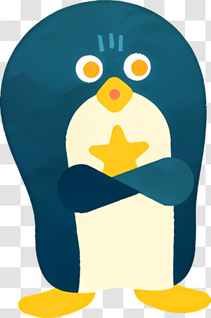Icon - Cartoon Penguin Holding A Star Transparent PNG