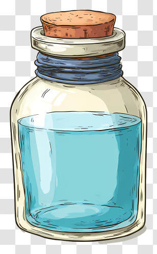 Antique Glass Jar - Potion Bottle With Blue Liquid Transparent PNG