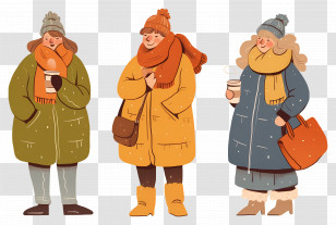 Cartoon People - Winter Clothing With People In Snow Transparent PNG