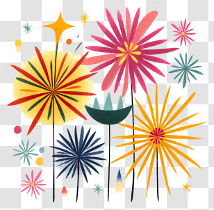 New Year Fireworks - Colorful Fireworks Display Transparent PNG