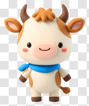 Cartoon Milk Cow - Adorable Cow Plush With Scarf Transparent PNG