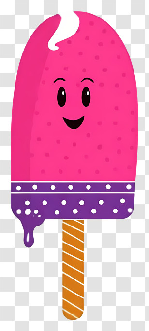 Cartoon Ice Lolly - Happy Pink Popsicle Cartoon Transparent PNG