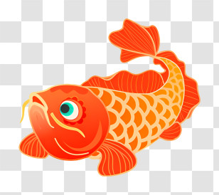 Red And Blue Koi Fish - Orange Cartoon Fish Design Transparent PNG