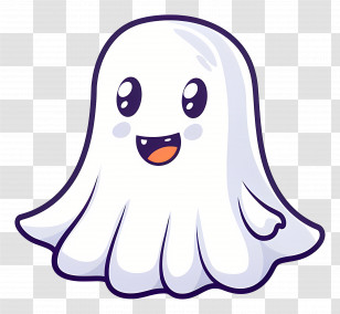 Kawaii Ghost - Smiling Ghost Cartoon For Halloween Transparent PNG