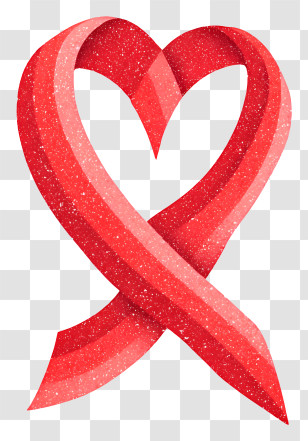 Glowing Awareness Heart - Red Glitter Ribbon Heart Transparent PNG