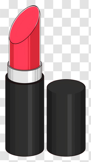 Cartoon - Classic Red Lipstick In Black Tube Transparent PNG