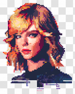 Pixel Taylor Swift - Pixel Art Portrait Of A Woman Transparent PNG