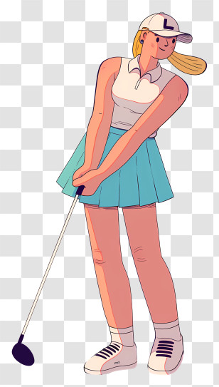 Golf Player - Female Golfer Ready To Swing Transparent PNG