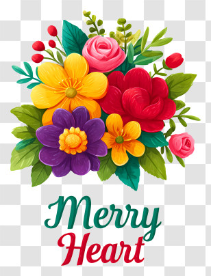 Merry Heart - Merry Heart Colorful Flower Bouquet Transparent PNG