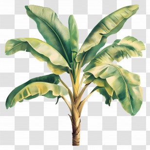 Banana Tree - Tropical Banana Plant With Lush Green Leaves Transparent PNG