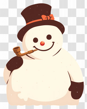Frosty The Snowman - Smiling Snowman With Pipe And Hat Transparent PNG